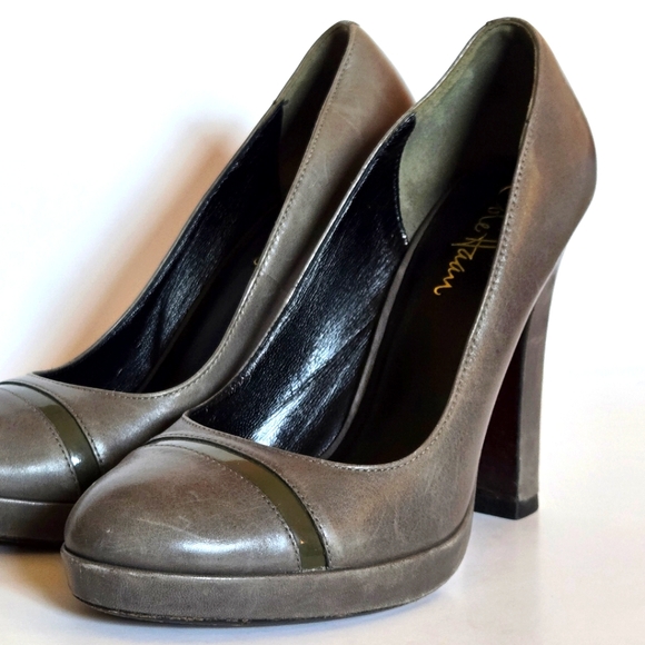 COLE HAAN Designer Business Casual Ultra High Olive Green Sexy Leather Shoes 6B - Picture 4 of 7
